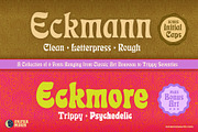 Eckmann & Eckmore Psychedelic Fonts, a Font by Paper Moon Graphic Supply (Thumbnail 1 of 22)