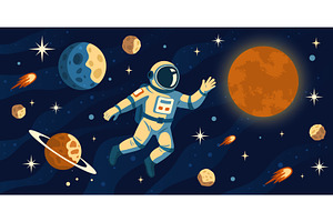 Astronaut space trip. Cosmonaut in, an Illustration by Stock-Smart-Start