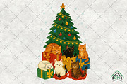 Cute Cats Christmas Tree, an Illustration by Craft Nest (Thumbnail 1 of 6)