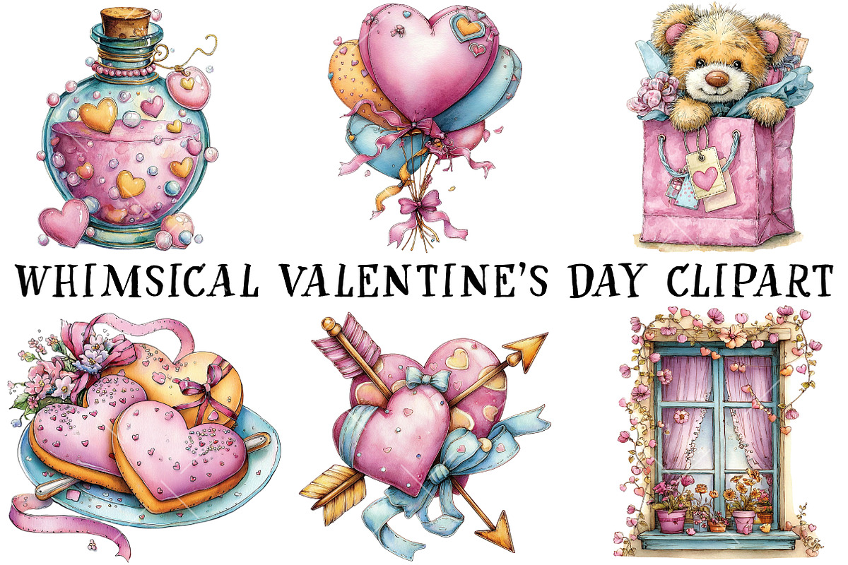 Whimsical Valentine's Day Clipart, an Illustration by OK Design (Photo 2 of 6)