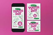 Pink Quirky Youth Day Flyer Set, a Flyer Template by graphicook (Thumbnail 3 of 3)