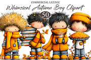 Whimsical Enjoy Autumn Boy Clipart, a Seasonal Illustration by designcity5 (Thumbnail 1 of 5)