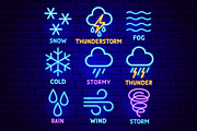 Weather Neon Vector Icons Set, an Outline Icon by Anna_leni (Thumbnail 8 of 11)
