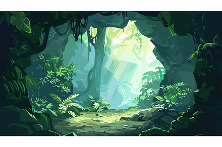 Fairy Tale Cave in the Rainforest, an Illustration by LadadikArt