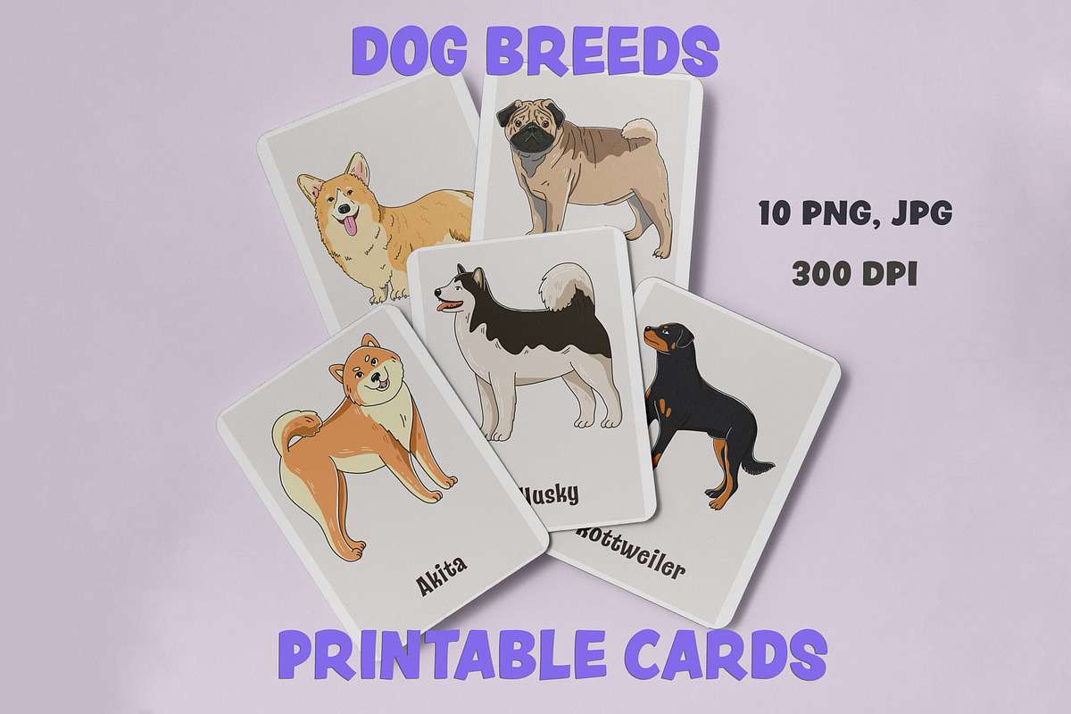Dogs breeds printable cards, a Card Template by svetodesign (Photo 1 of 4)
