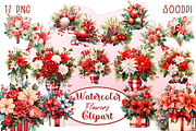 Watercolor Christmas Flowers, a Decorative Illustration by ElenazlataArt (Thumbnail 1 of 5)