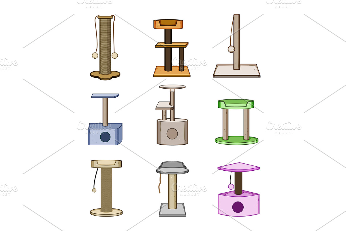 Different cat scratching posts and, an Animal Illustration by pikepicture