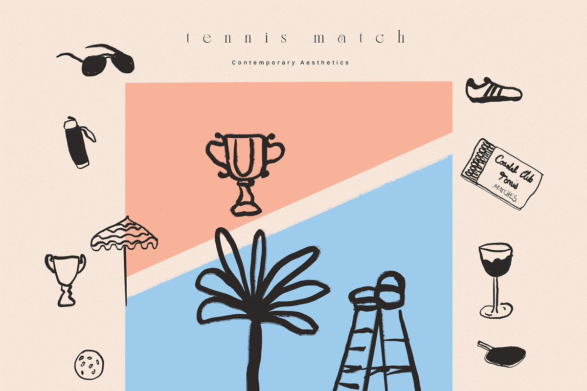 Tennis & Sport Icons + Marker Font, an Object Graphic by Laras Wonderland (Photo 7 of 10)