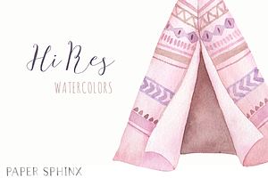 Watercolor Boho Clipart