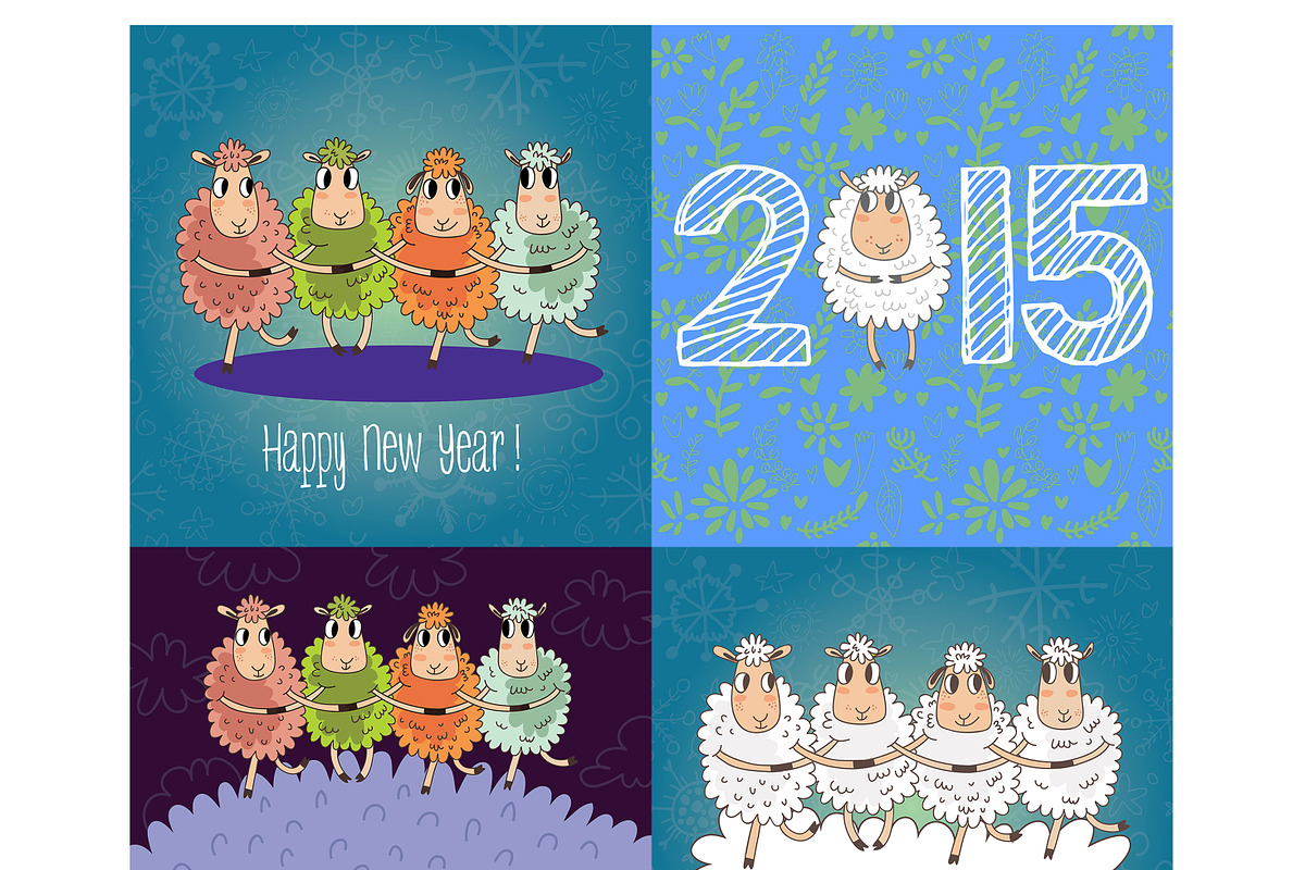 Cute sheeps (2015 symbol ), an Animal Illustration by Ovocheva (Photo 3 of 5)