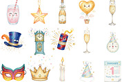 Watercolor Cute New Year Clipart, an Illustration by Designking (Thumbnail 3 of 5)