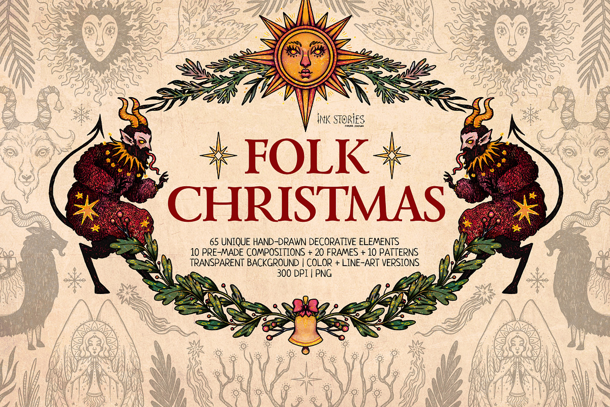 Folk Christmas Ancient Winter Tales, a Seasonal Illustration by Ink Stories (Photo 1 of 12)