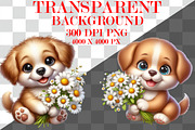 Cute Puppy Daisy Flower Clipart, an Animal Illustration by Craft Nest (Thumbnail 3 of 5)
