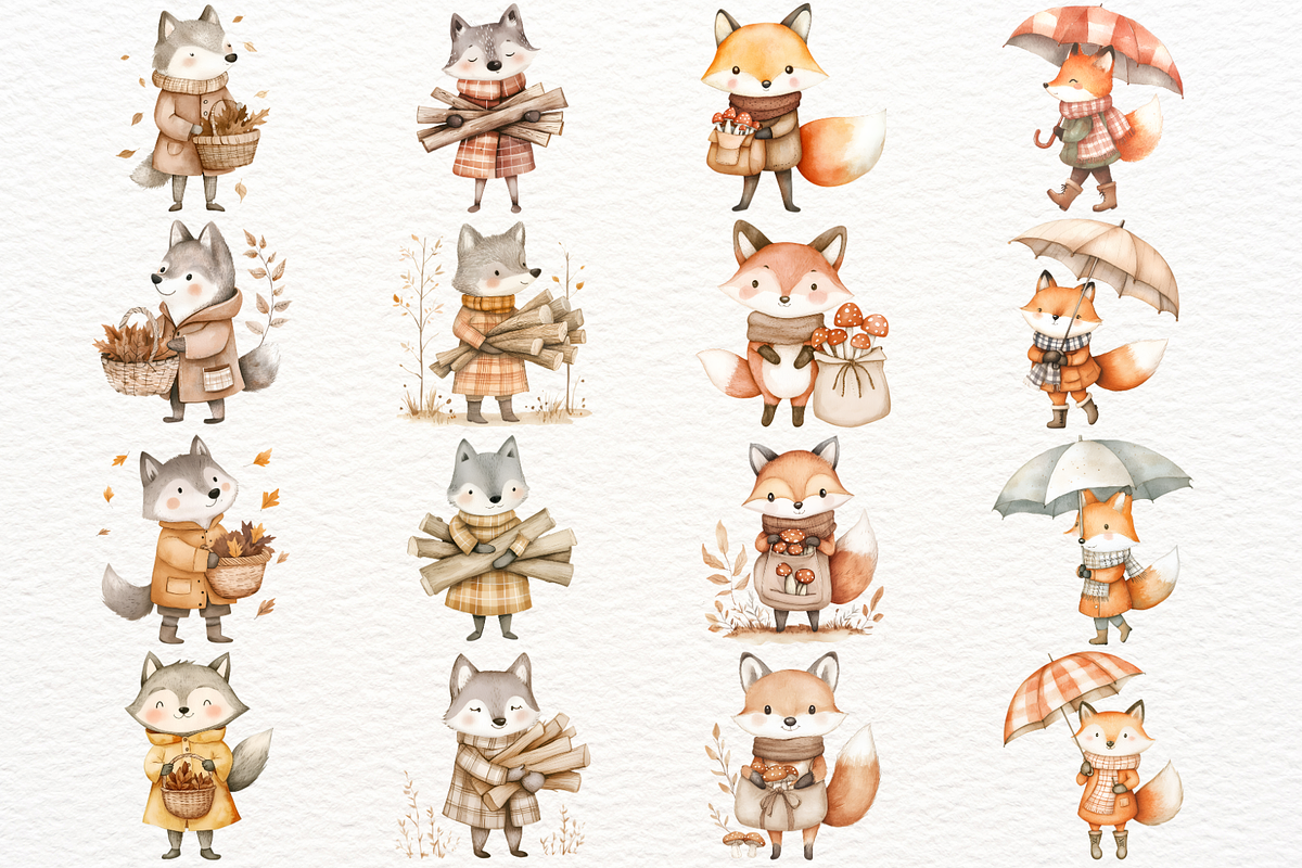 Fall Woodland Clipart Autumn Animals, an Animal Illustration by SugarCloudStudioArt (Photo 4 of 6)