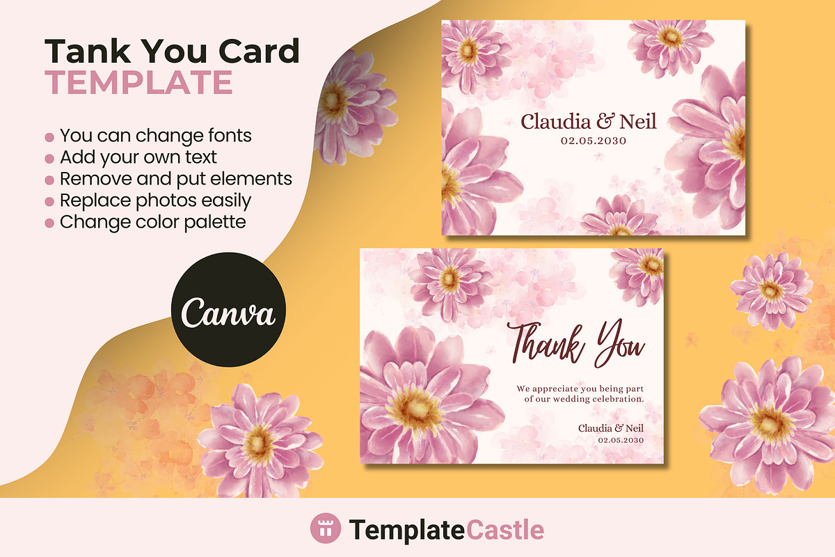 Thank You Card Template for Canva, a Design Template by TemplateCastleStore (Photo 3 of 4)