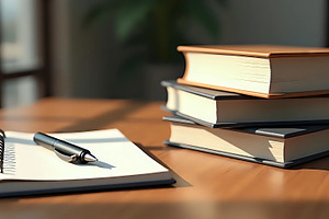 Knowledge Books And Pen Beside Noteb, a Photo by LOGOCREATIVE