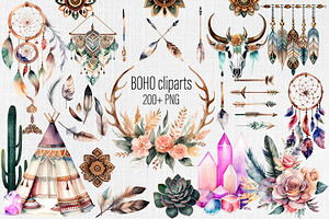 Boho clipart, Boho Wedding 200 PNG