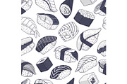 Japanese sushi seamless pattern, a Food Illustration by Yayasya (Thumbnail 2 of 2)