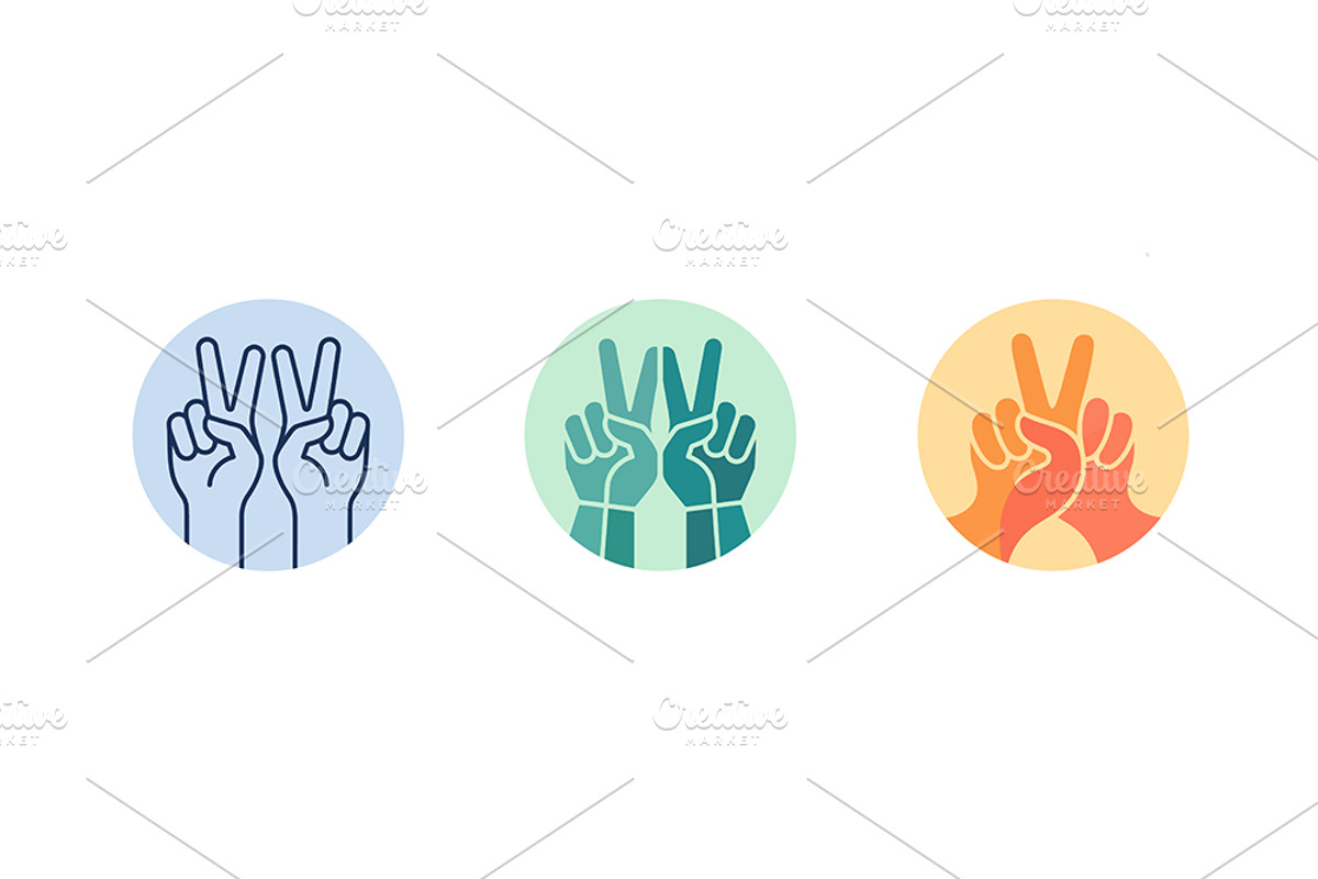 Peace Hand Sign Vector Icons, an Object Graphic by Artonix (Photo 2 of 3)