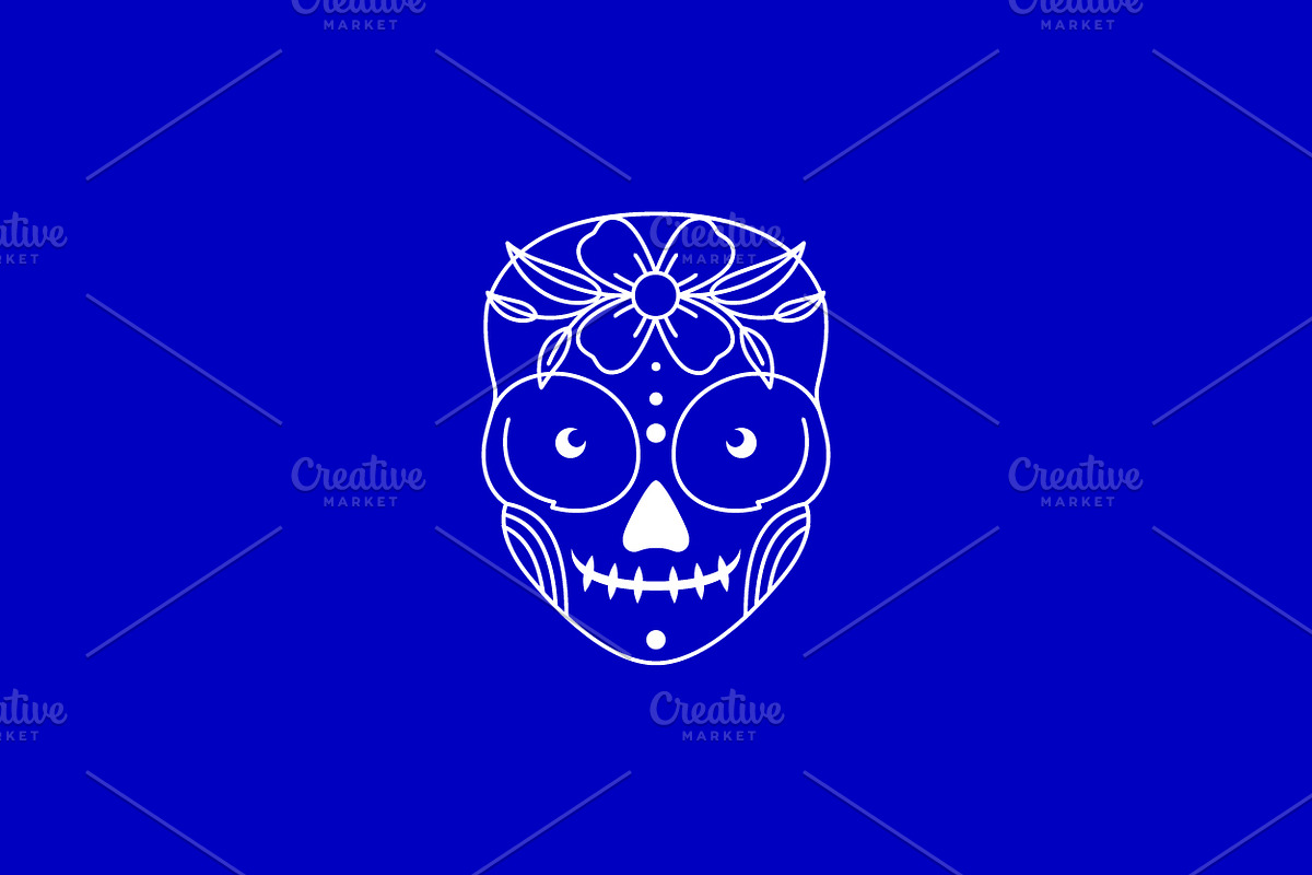 art lines skull with flowers logo, a Branding & Logo Template by devastd