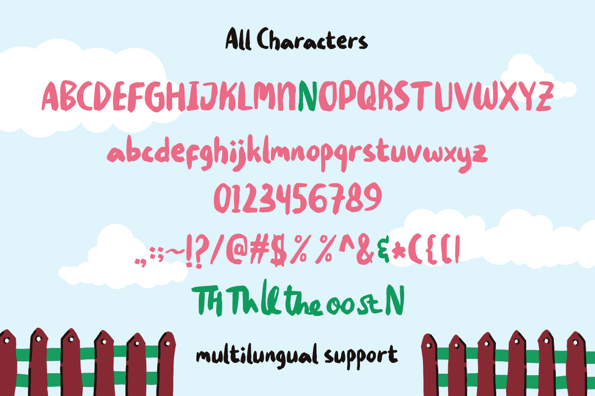 Moo Farm With Cute Illustration, a Handwritten Font by Sloulyfe (Photo 8 of 9)