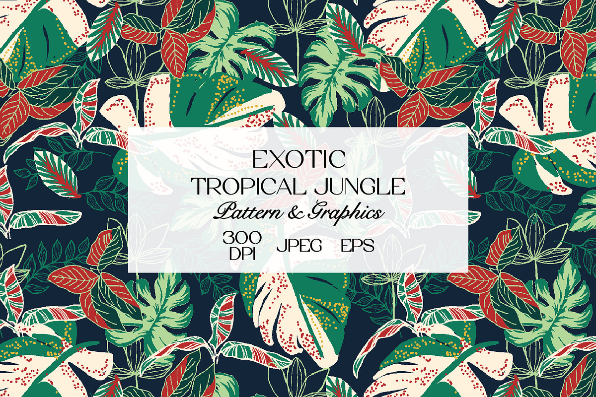 Exotic Tropical Jungle Pattern, a Pattern Graphic by StudioGlouna (Photo 1 of 5)
