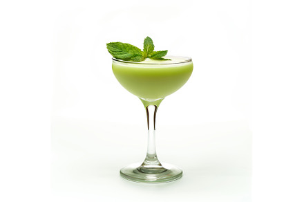 A pale green Grasshopper cocktail