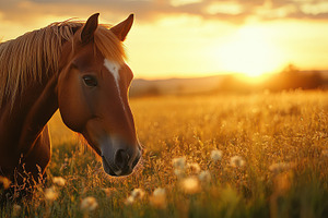 Horse portrait at sunset. The horse, an Animal Photo by Pixeness Studio