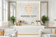 Samurai Juice Monoline Logo, a Graphic by Mightyfire (Thumbnail 1 of 3)