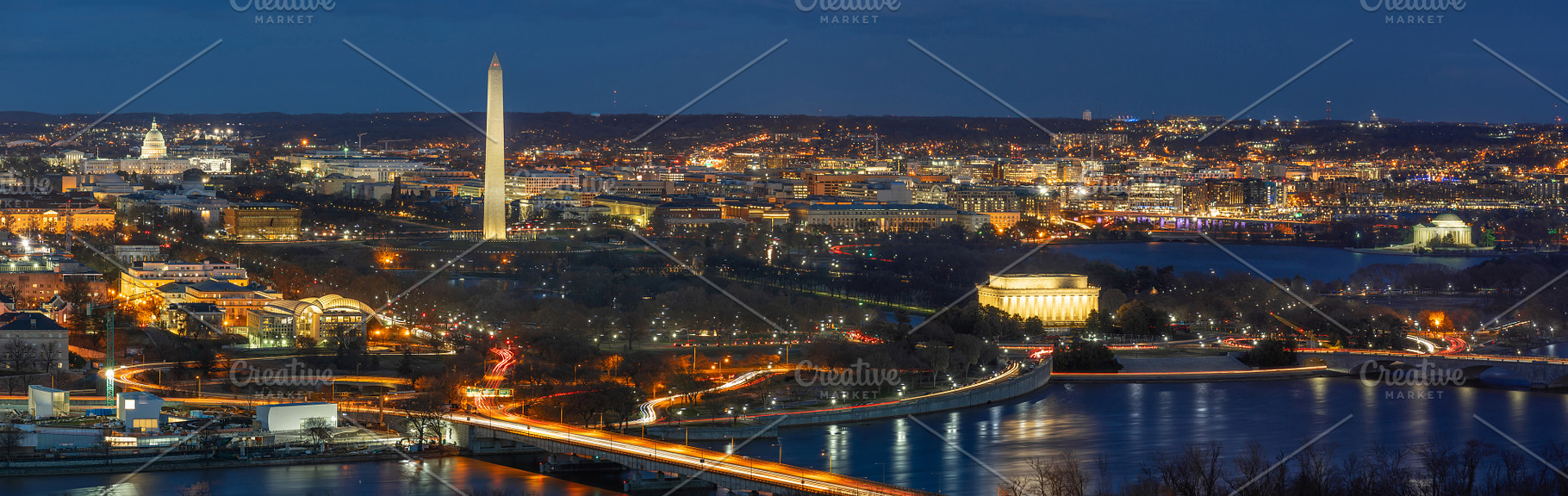 Panorama top view scene of washingto featuring washington, dc, and arlington, an Architecture Photo by Tzido Gallery