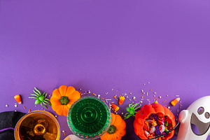 High colored bright Halloween greeting card background, Hallowee