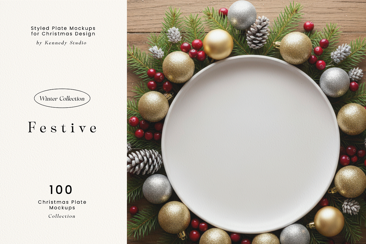 Christmas Plate Mockup 100 JPG, a Cups & Container Mockup by KennedyStudio (Photo 4 of 12)