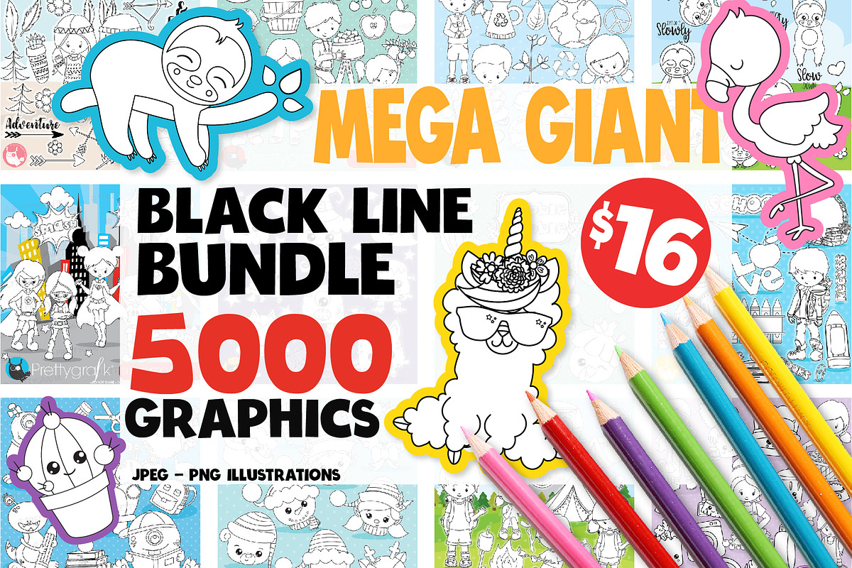 5000 in 1 - Black lines Mega Bundle, an Illustration by PrettyBundles (Photo 1 of 27)