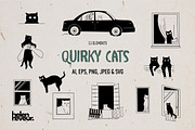 11 Quirky Cats Illustration, an Animal Illustration by helenreveur (Thumbnail 1 of 4)