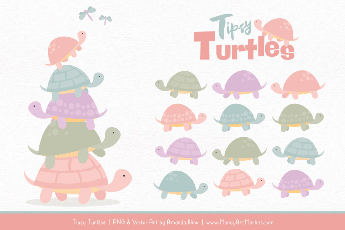 Grandmas Garden Turtle Stack Clipart, an Illustration by Amanda Ilkov (Photo 1 of 4)