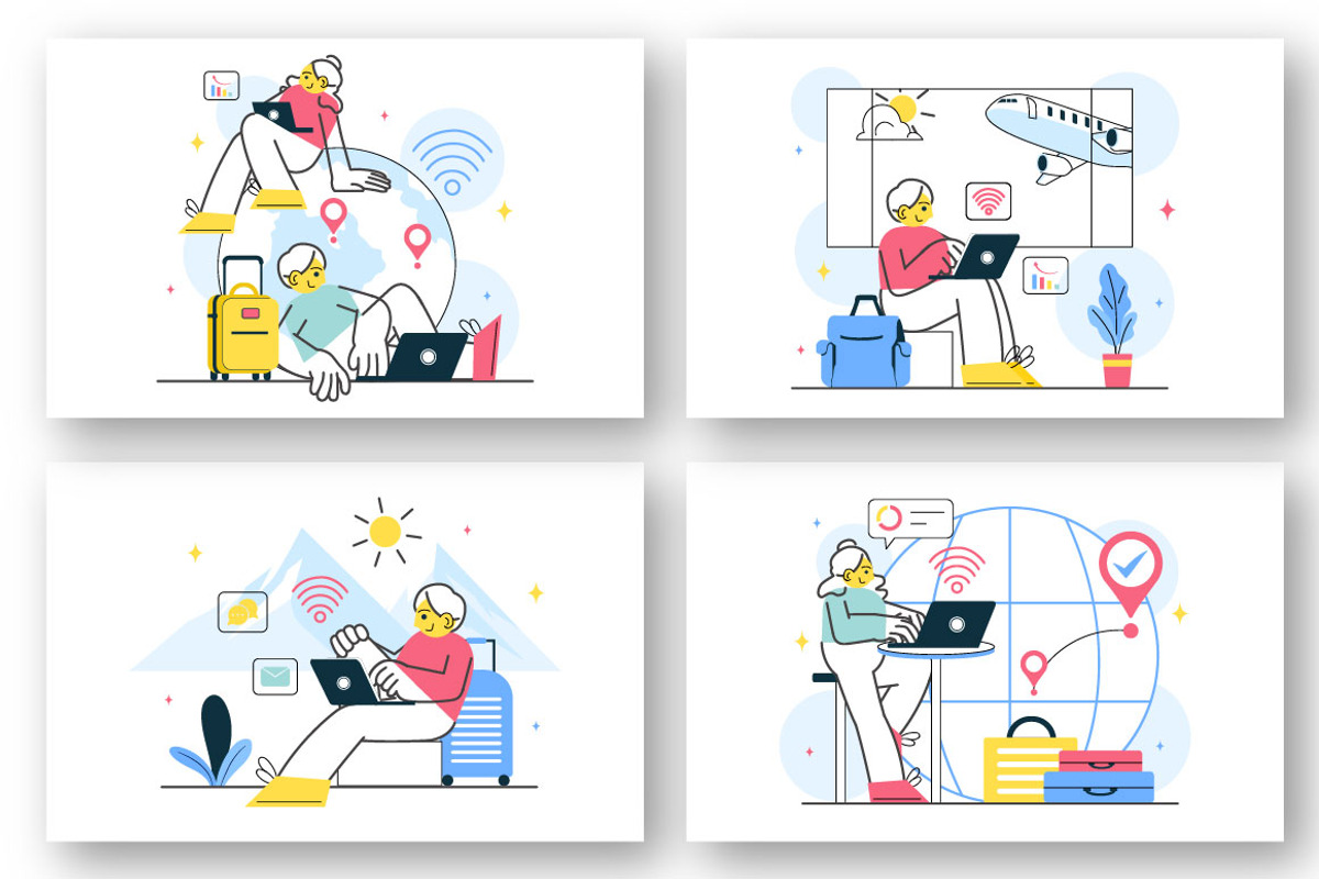 10 Digital Nomad Lifestyle Vector, a Work Illustration by denayunebgt (Photo 3 of 4)