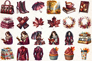 Watercolor Burgundy Autumn Clipart, an Illustration by Libby Wishes (Thumbnail 2 of 4)