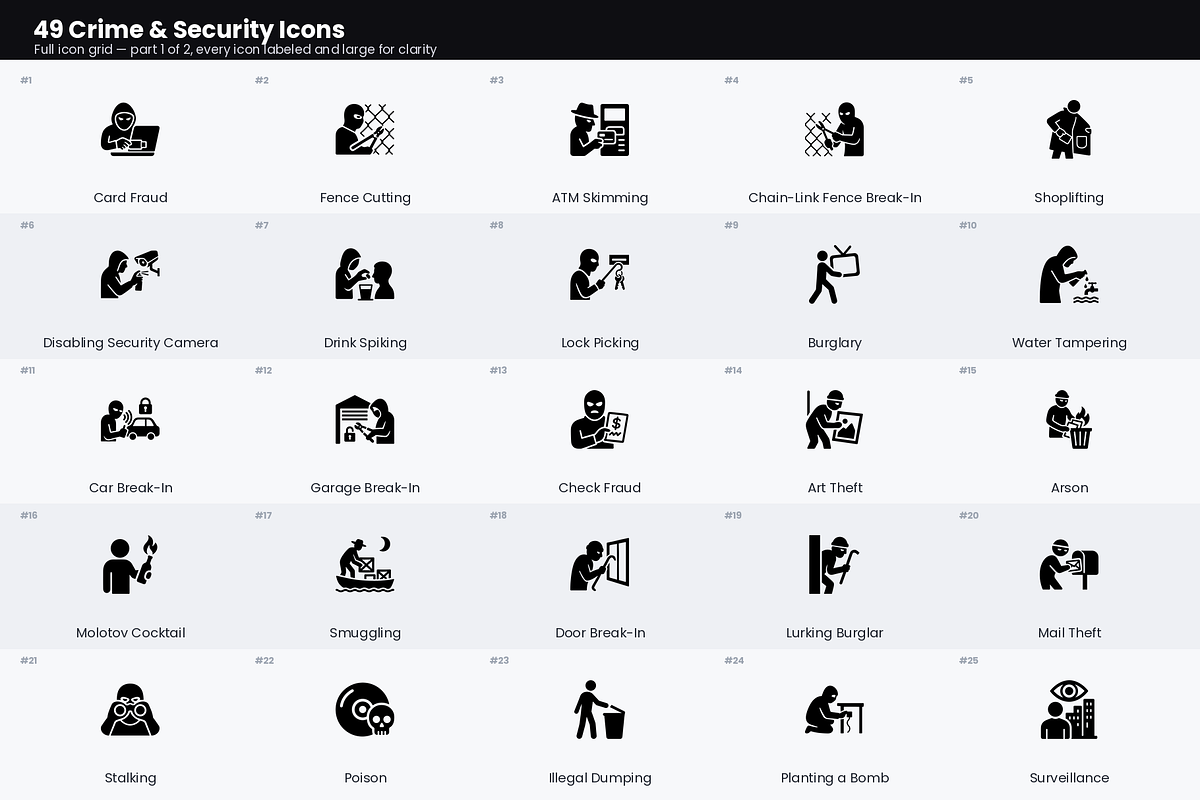 49 Crime & Security Icons, a Solid Icon by Symbolic Language (Photo 2 of 4)