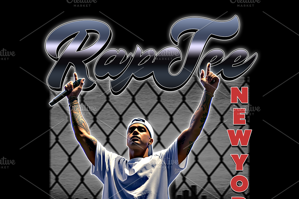Editable Rap Tee Template - PSD File preview 2