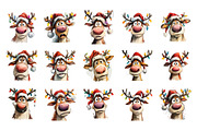Funny Christmas Reindeer Clipart PNG, an Illustration by SinaCreation (Thumbnail 2 of 7)