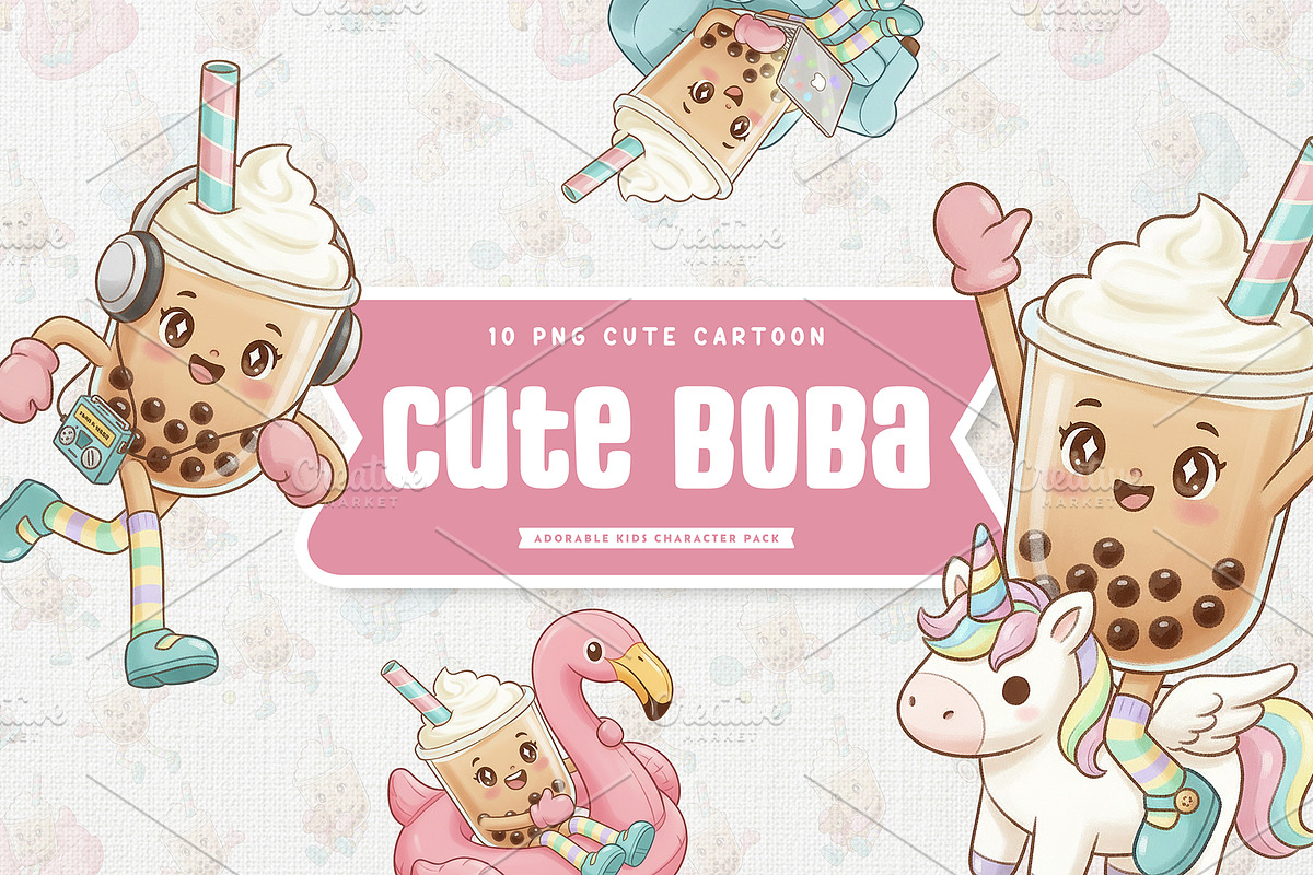 Sweet Cute Boba Fun Cartoon, a Food Illustration by Gohsantosa (Photo 1 of 4)