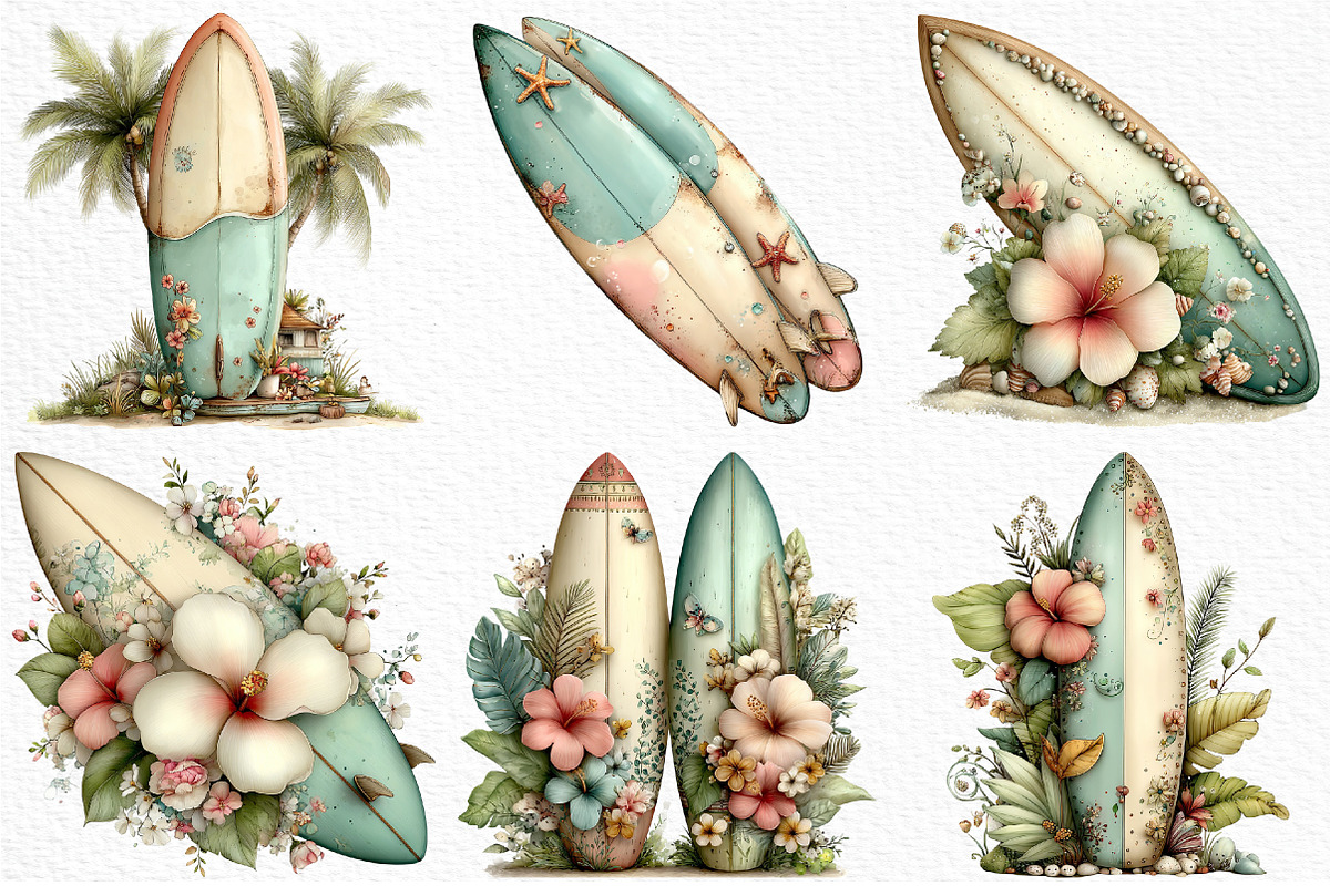Summer Surfboard Clipart, an Illustration by Craft Nest (Photo 4 of 12)