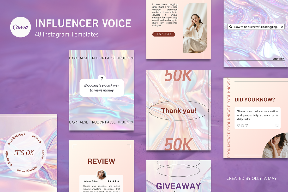 Influencer Voice Instagram Templates, a Social Media Template by Ollyta May (Photo 1 of 9)