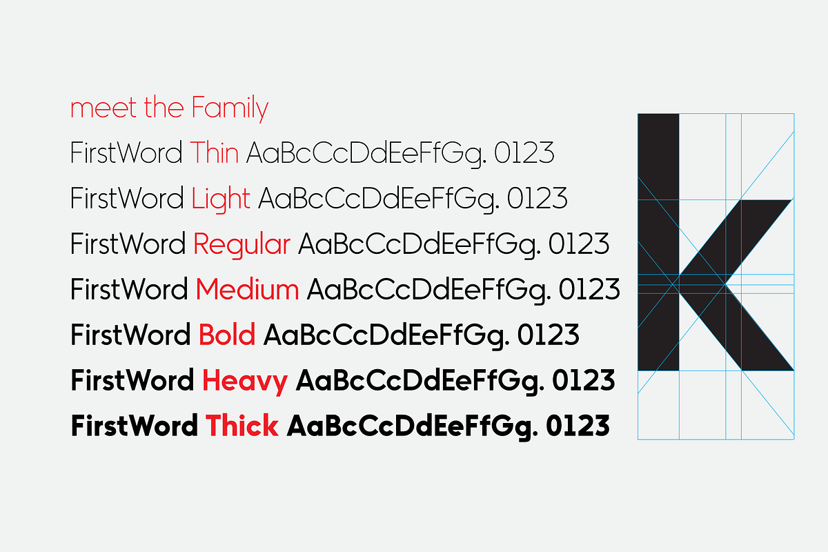 FirstWord typeface family, a Sans Serif Font by Andy Peat (Photo 2 of 4)
