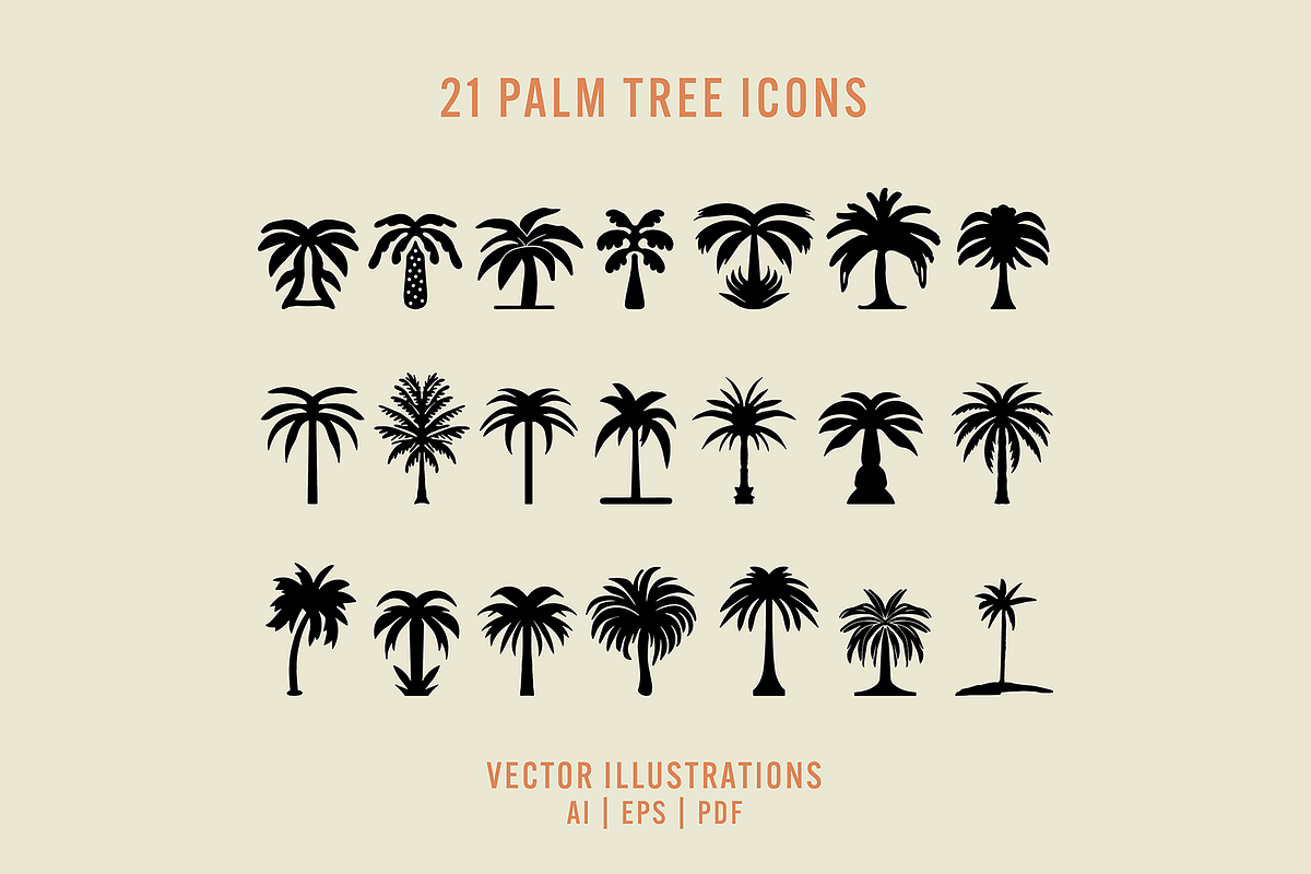 Palm Tree Icons, a Graphic by nickqtx (Photo 1 of 4)
