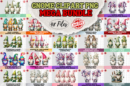 Gnomes PNG Mega Bundle - 48 Files