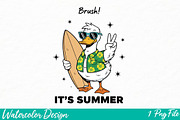 Bruh It’s Summer Goose PNG, an Illustration by Watercolor design (Thumbnail 1 of 3)