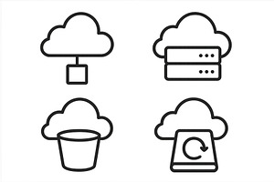 Cloud storage icons illustrating, a Technology Illustration by ZinetroN