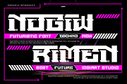 Nogiw Rimen - Futuristic Font, a Sans Serif Font by Iqsiart Studio (Thumbnail 1 of 8)