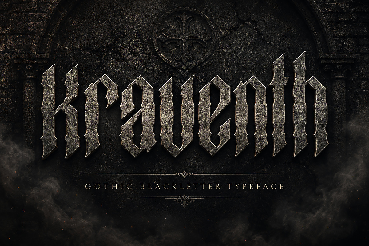 Kraventh – Dark Gothic Blackletter, a Blackletter Font by Wow Magic (Photo 1 of 5)